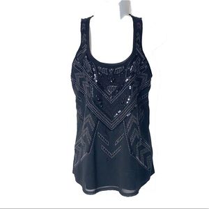 EXPRESS Black Beaded/Rhinestone Dress Tank S